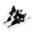 (2 Pack) Black Cat Magnets - Cute Feline Home Decor - Whimsical Kitty Refrigerator Magnets - 5" On Longest Side - Premium Magnet - for Cars, Refrigerators, Toolboxes, Lockers - Made in USA - MAG14740