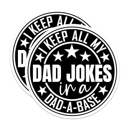 (2 Pack) Dad Jokes Stickers - Funny Dad Stickers - Dad Meme Stickers - 5" On Longest Side - Sticks to Smooth Flat Surfaces - Made in USA - BMCS4646