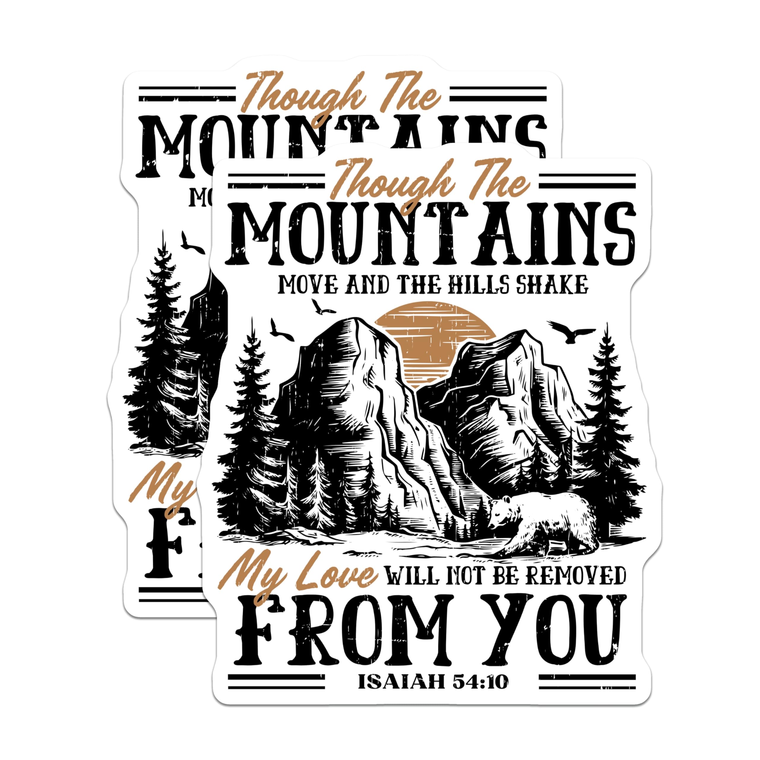 (2 Pack) Isaiah 54:10 Magnets - Christian Scripture Art - Faith Based Home Decor - Mountain Scene - 5 Inches On Longest Side - Thick Durable Magnet - Made in USA - MAG27843