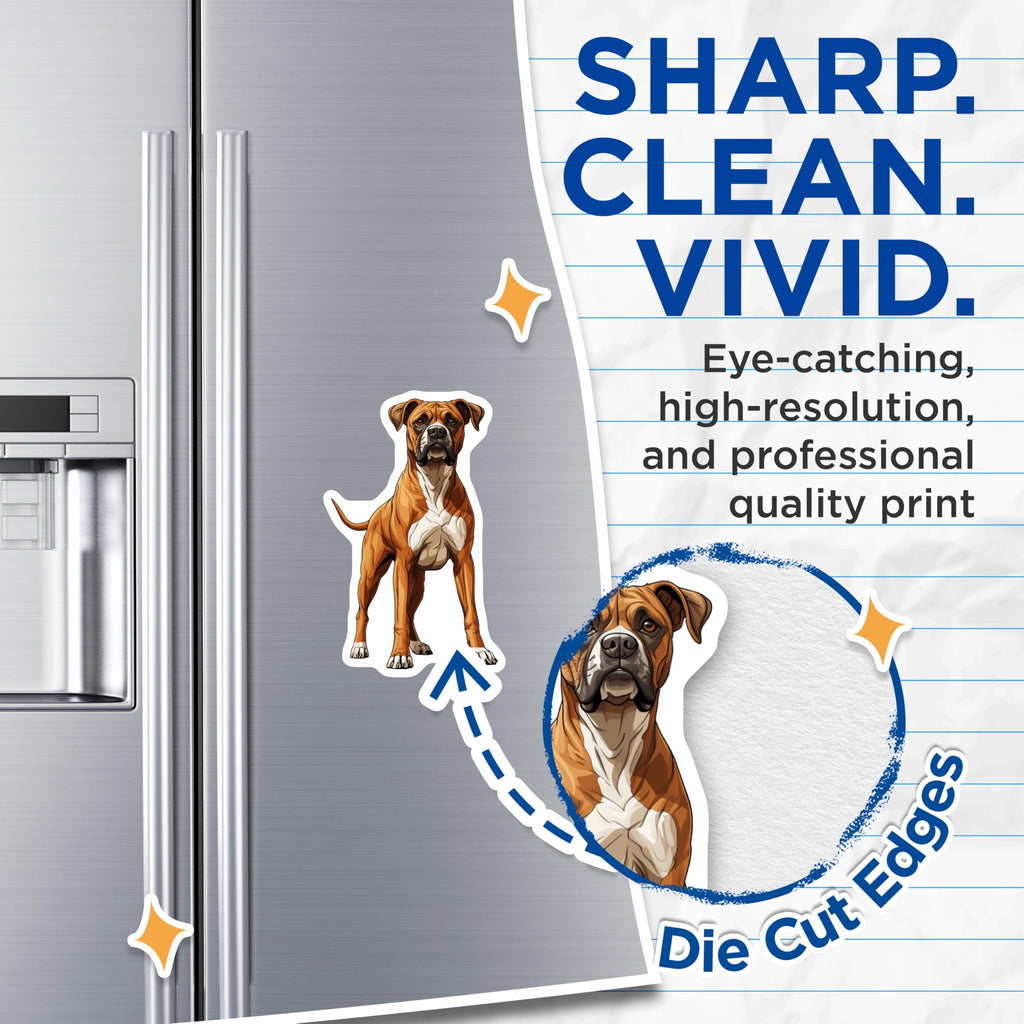 (2 Pack) Boxer Dog Magnets - Fawn Boxer Breed Art - Dog Mom Dad Fridge Refrigerator Decor - 5 Inches On Longest Side - Thick Durable Magnet - Made in USA - MAG25038