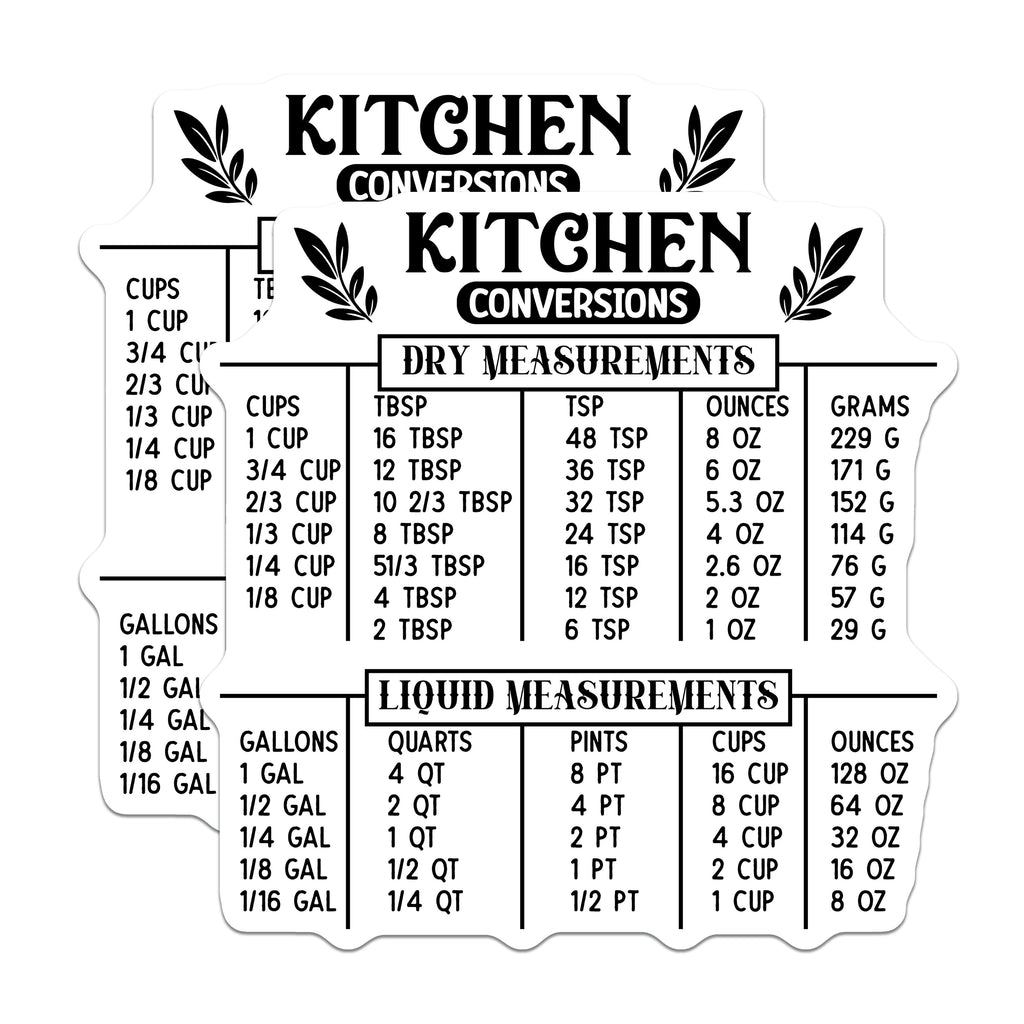 (2 Pack) Kitchen Conversion Chart Magnets - Baking Measurements Guide - Cooking Cheat Sheet - Refrigerator Magnet - Home Cook Helper - 5" - Durable Magnet - Made in USA - MAG37565