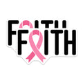 (2 Pack) Faith Pink Ribbon Stickers - Breast Cancer Awareness Decals - Hope Strength Warrior Support - 5" On Longest Side - Sticks to Smooth Flat Surfaces - Made in USA - BMCS20703