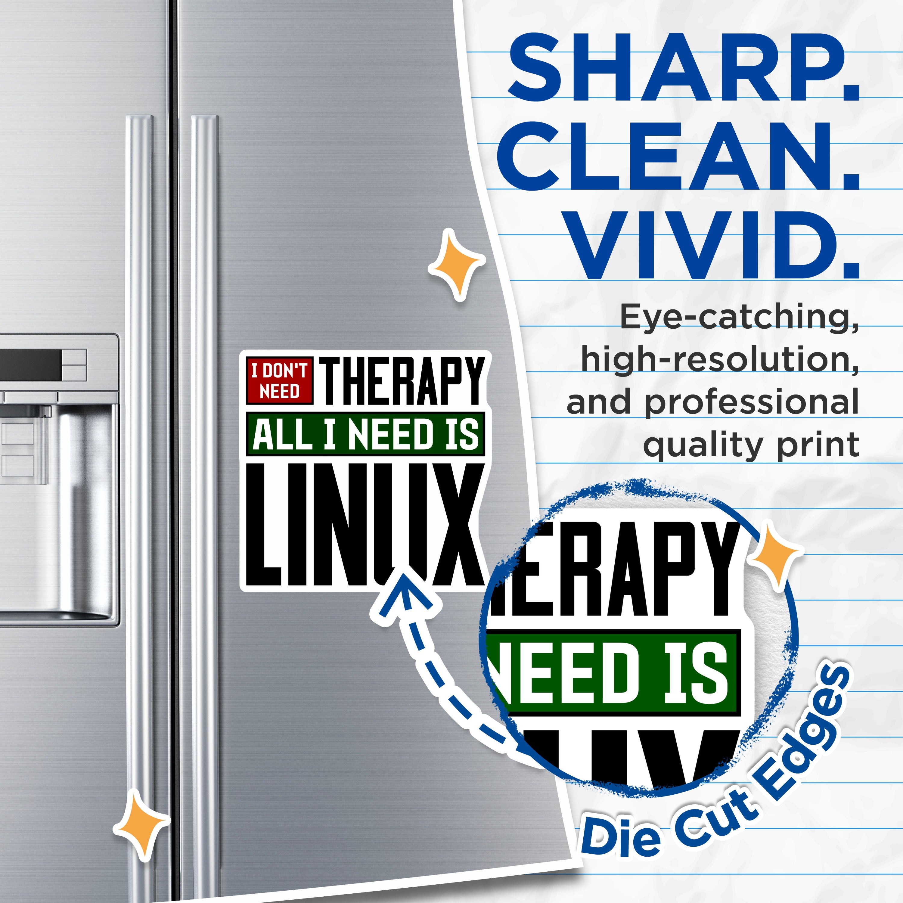 (2 Pack) Funny Linux Magnets - Programmer Humor - Tech Enthusiast Refrigerator Decor - 5 Inches On Longest Side - Thick Durable Magnet - Made in USA - MAG38204