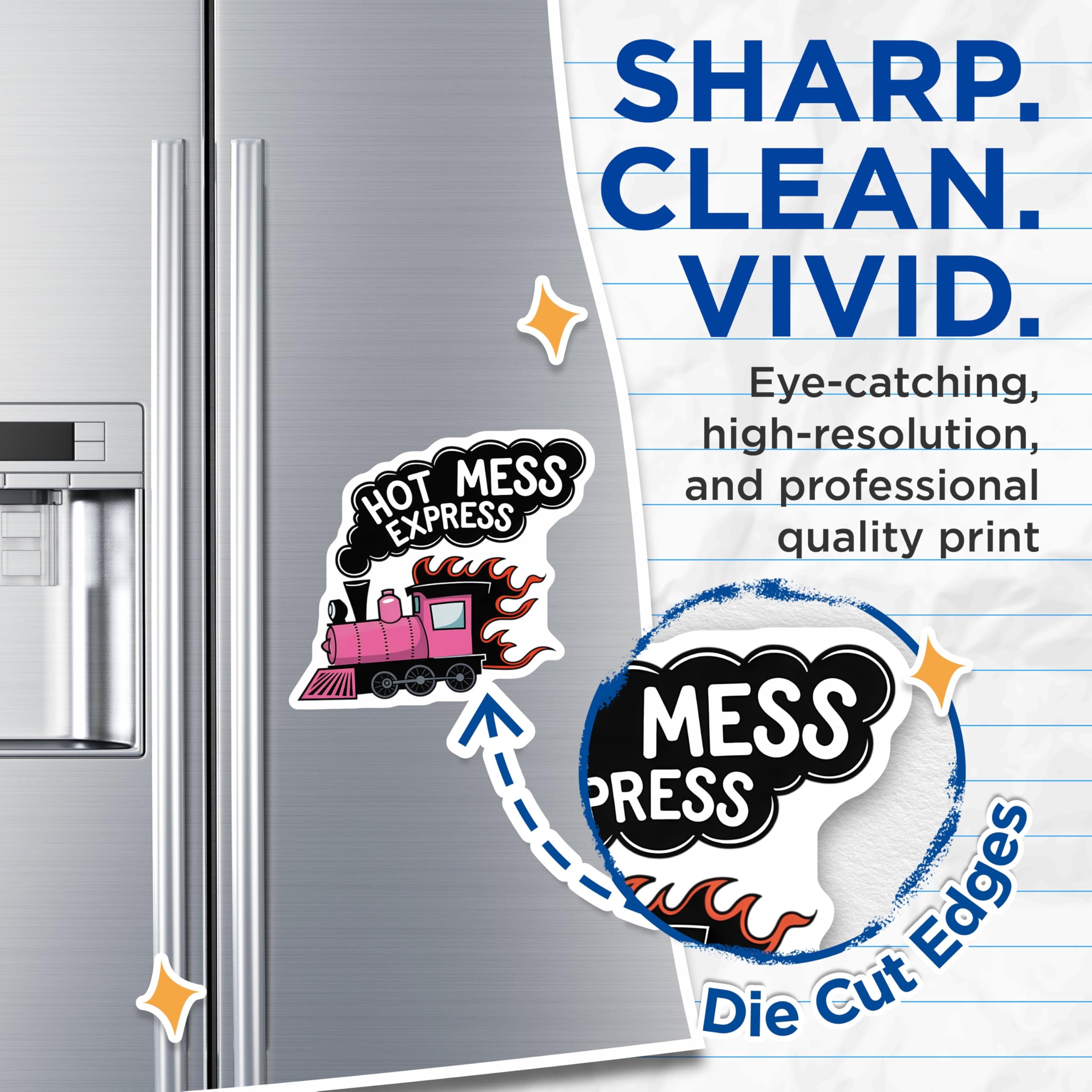 (2 Pack) Hot Mess Express Magnets - Funny Pink Train Locomotive Refrigerator Decor - Sarcastic Humor Kitchen Locker Organizer - 5 Inches On Longest Side - Thick Durable Magnet - Made in USA - MAG20519