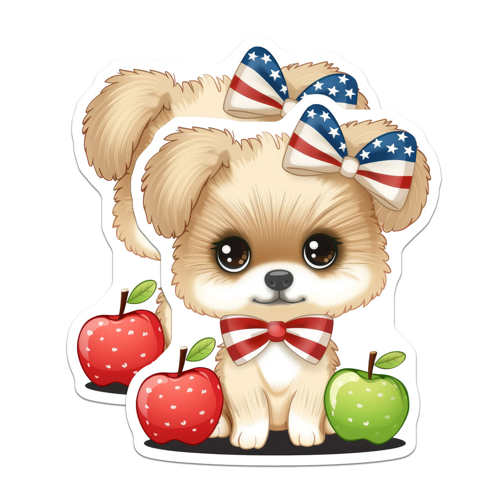 (2 Pack) Patriotic Puppy Magnets - American Flag Dog - Cute Animal Decor for Refrigerator - 5 Inches On Longest Side - Thick Durable Magnet - Made in USA - MAG38648
