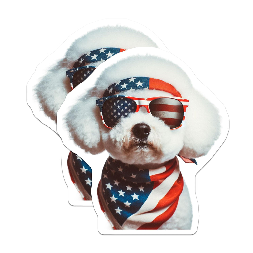 (2 Pack) Patriotic Dog Magnets - American Flag Sunglasses - USA Dog Decor - 5" On Longest Side - Premium Magnet - for Cars, Refrigerators, Toolboxes, Lockers - Made in USA - MAG14415
