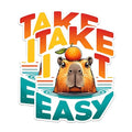 (2 Pack) Funny Capybara Stickers - Cute Animal Stickers - Take It Easy Stickers - 5" On Longest Side - Sticks to Any Smooth Flat Surface - Made in USA - BMCS2663