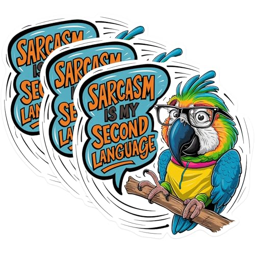 (3 Pack) Sarcastic Parrot Decals - Funny Bird Art - Snarky Humor Decals - 3 Inches On Longest Side - Easy Peel & Apply - Made in USA - 3MCS0903