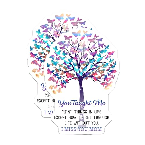 (2 Pack) You Taught Me Stickers - Butterfly Memorial Stickers - Tree Remembrance Stickers - 5" On Longest Side - Sticks to Smooth Flat Surfaces - Made in USA - BMCS6107