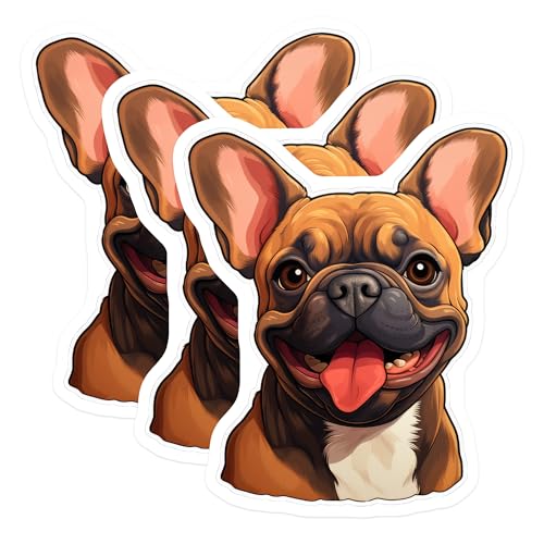 (3 Pack) French Bulldog Decals - Cute Puppy Stickers - Laptop Car Decal - 3 Inches On Longest Side - Easy Peel & Apply - Made in USA - 3MCS2721