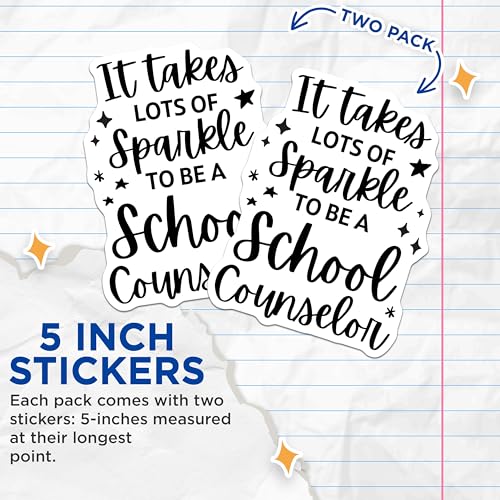 (2 Pack) Inspirational School Counselor Stickers - Motivational Quote Stickers - Teacher Appreciation Stickers - 5" On Longest Side - Sticks to Smooth Flat Surfaces - Made in USA - BMCS5819