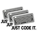 (3 Pack) Just Code It Decals - Keyboard Programmer Decals - Coding Laptop Stickers - 3 Inches On Longest Side - Easy Peel & Apply - Made in USA - 3MCS6192