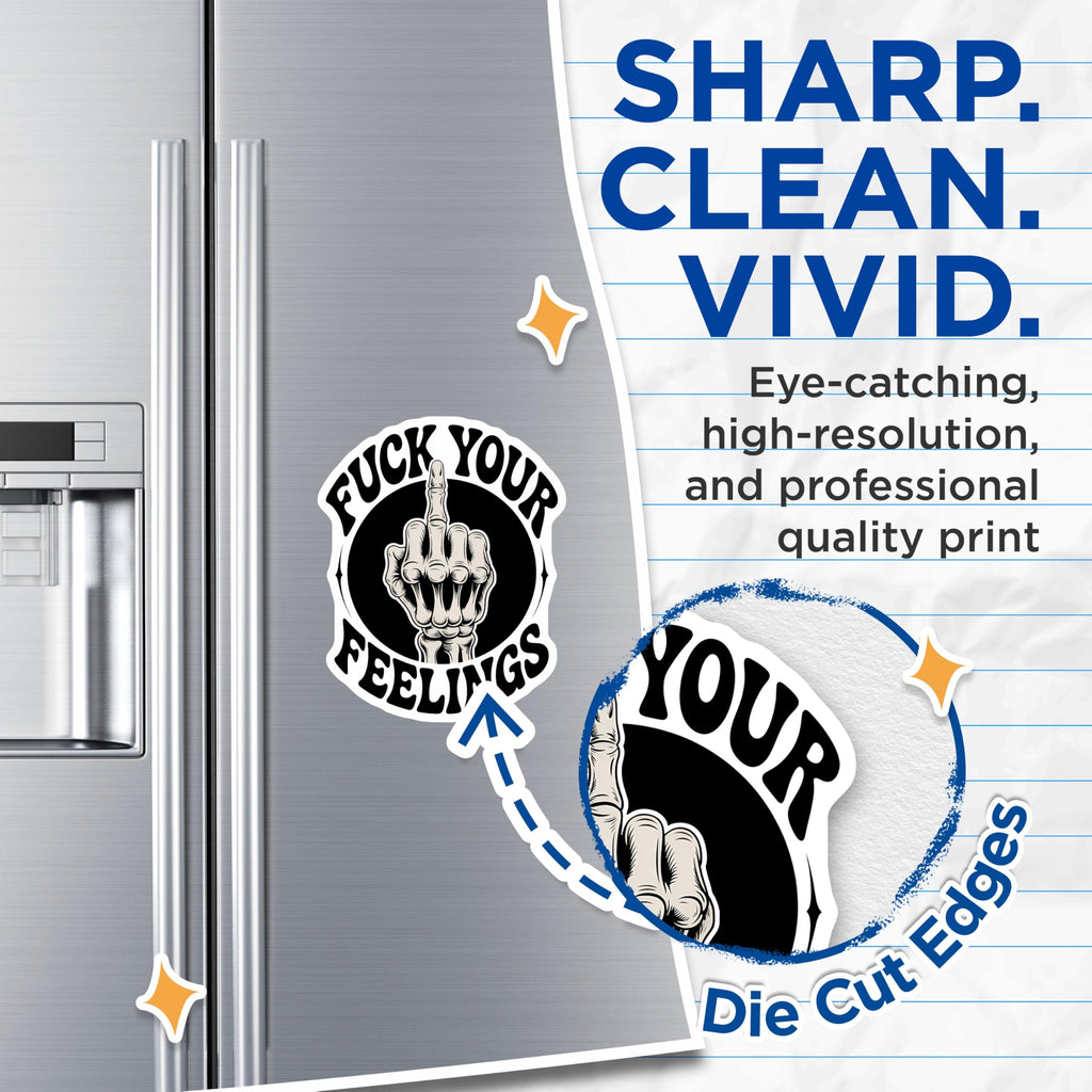 (2 Pack) Fuck Your Feelings Magnets - Skeleton Hand - Offensive Refrigerator Magnets - 5" On Longest Side - Premium Magnet - for Cars, Refrigerators, Toolboxes, Lockers - Made in USA - MAG14482