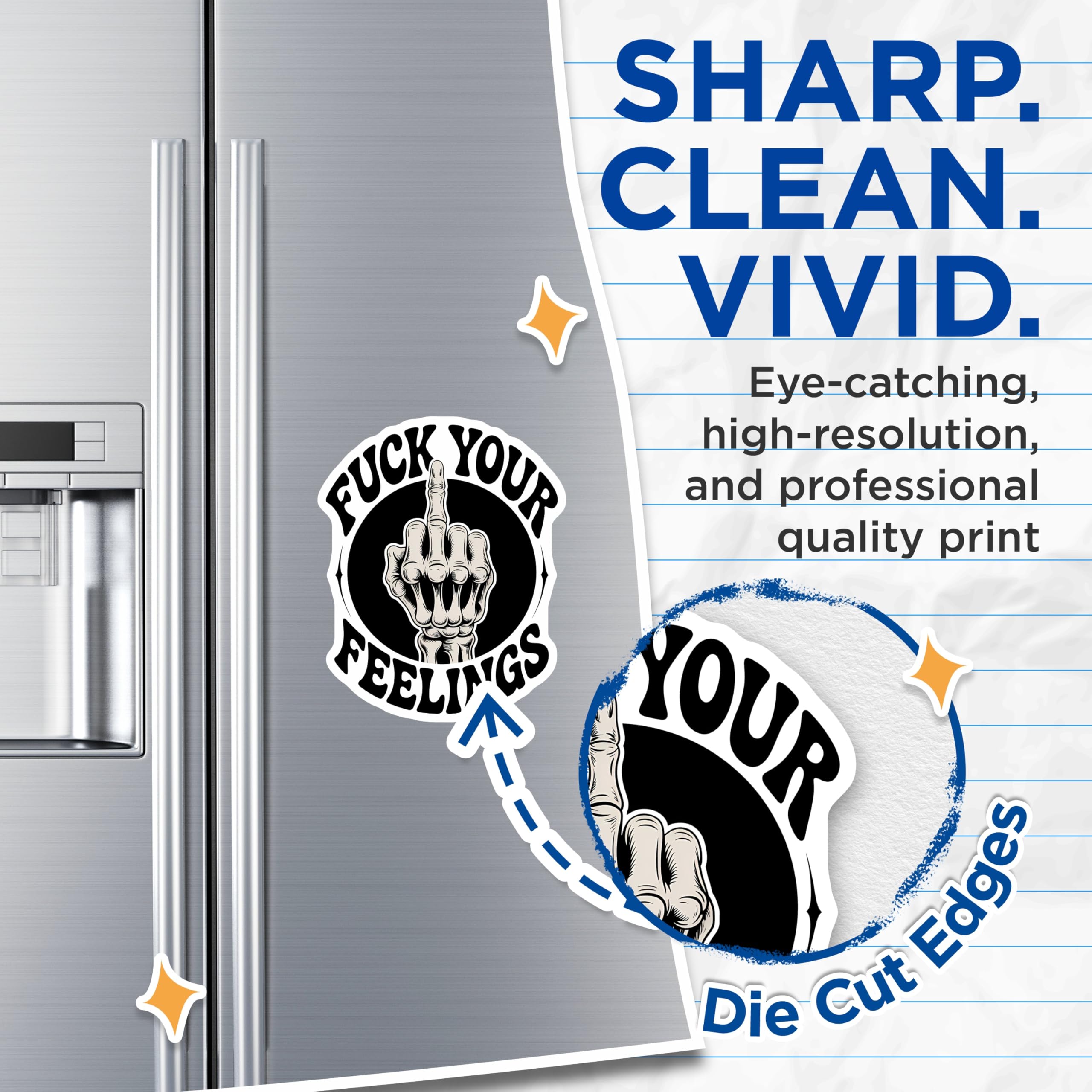 (2 Pack) Fuck Your Feelings Magnets - Skeleton Hand - Offensive Refrigerator Magnets - 5" On Longest Side - Premium Magnet - for Cars, Refrigerators, Toolboxes, Lockers - Made in USA - MAG14482