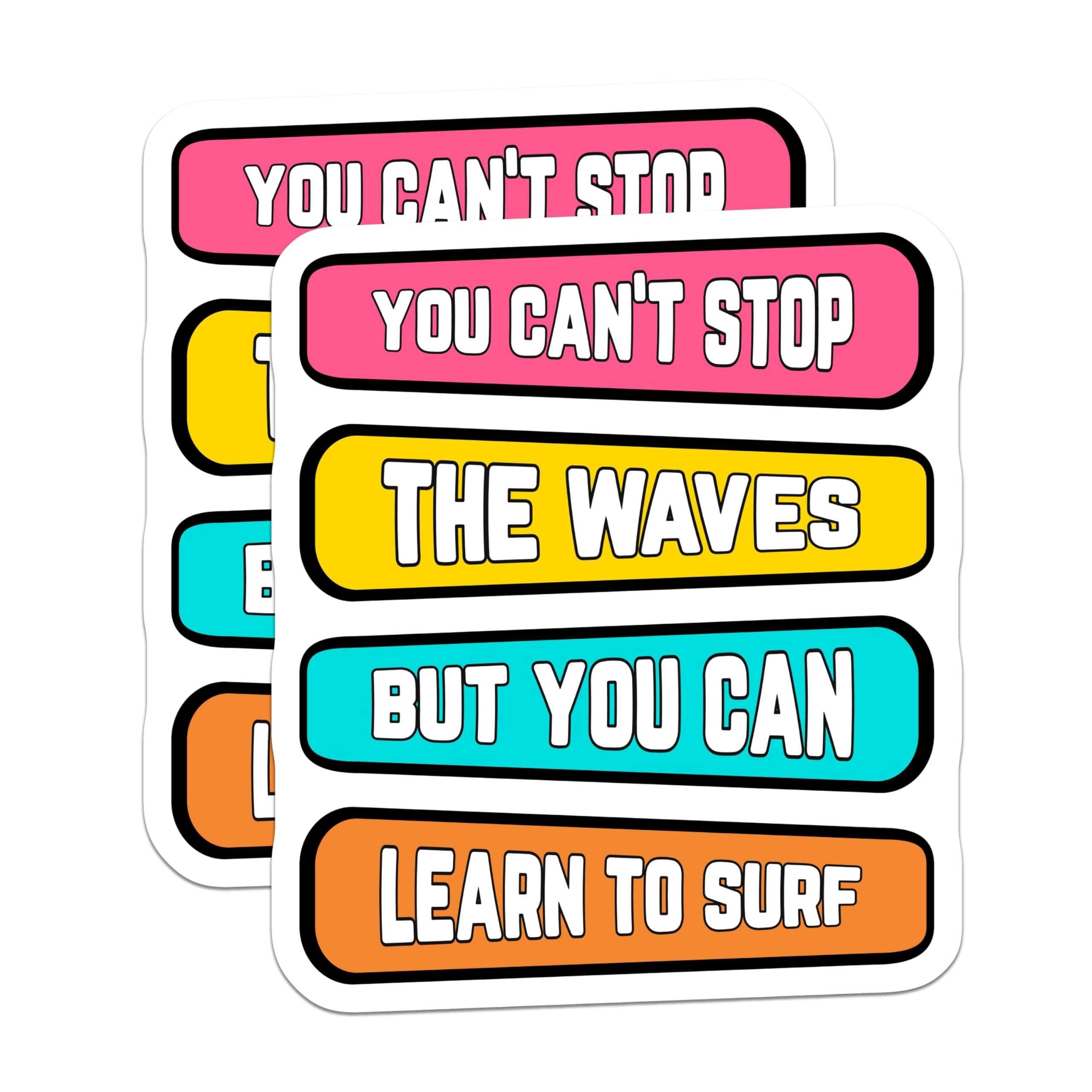 (2 Pack) Surfing Quote Magnets - Inspirational Message Decor - Ocean Life Motivation - 5 Inches On Longest Side - Thick Durable Magnet - Made in USA - MAG21894
