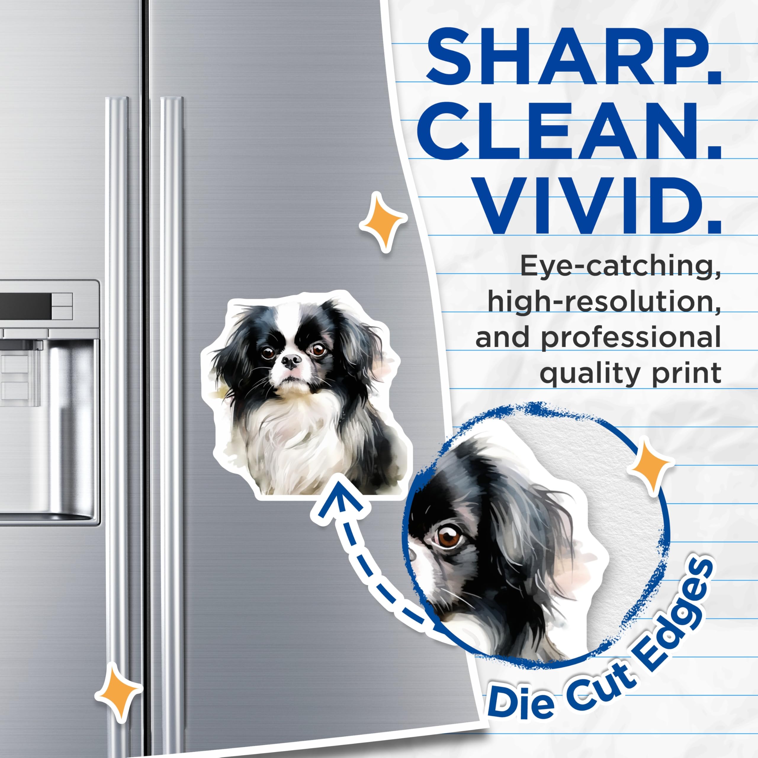 (2 Pack) Japanese Chin Magnets - Watercolor Pet Decor - Dog Lover Fridge Accents - 5 Inches On Longest Side - Thick Durable Magnet - Made in USA - MAG27657