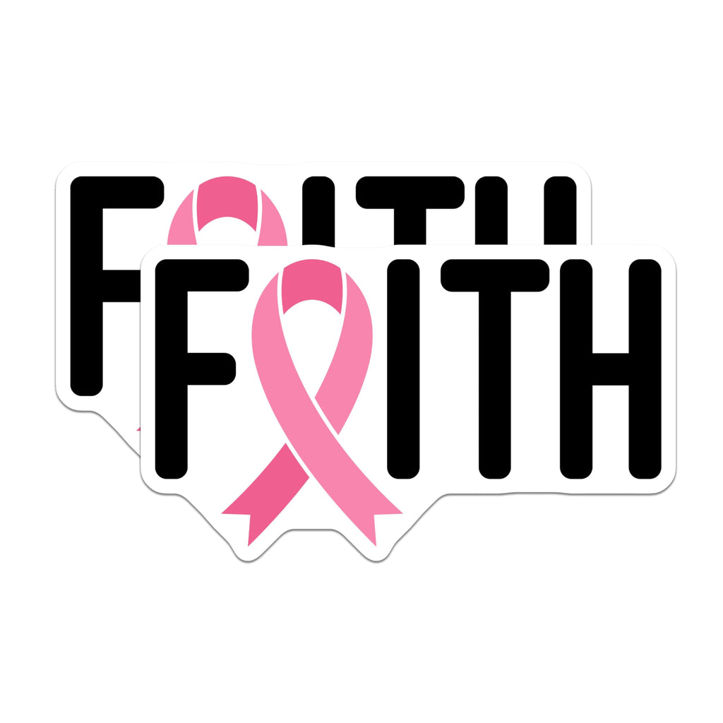 (2 Pack) Faith Pink Ribbon Magnets - Breast Cancer Awareness Support - Inspirational Hope Survivor Decor - 5 Inches On Longest Side - Thick Durable Magnet - Made in USA - MAG20703