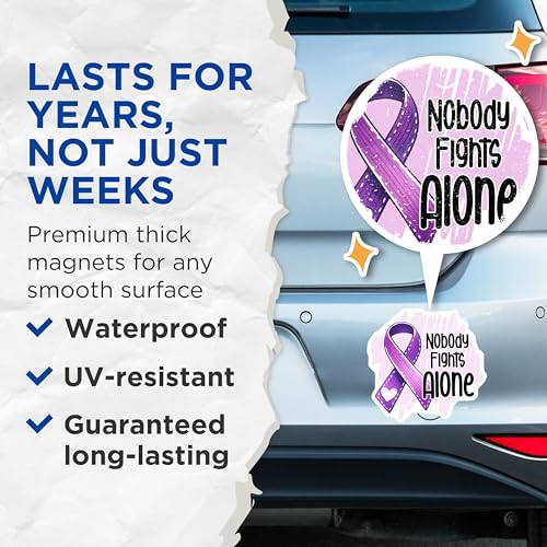 (2 Pack) Inspirational Ribbon Magnet - Support Awareness - 5" On Longest Side - Sticks to Smooth Flat Surfaces - Made in USA - MAG9791