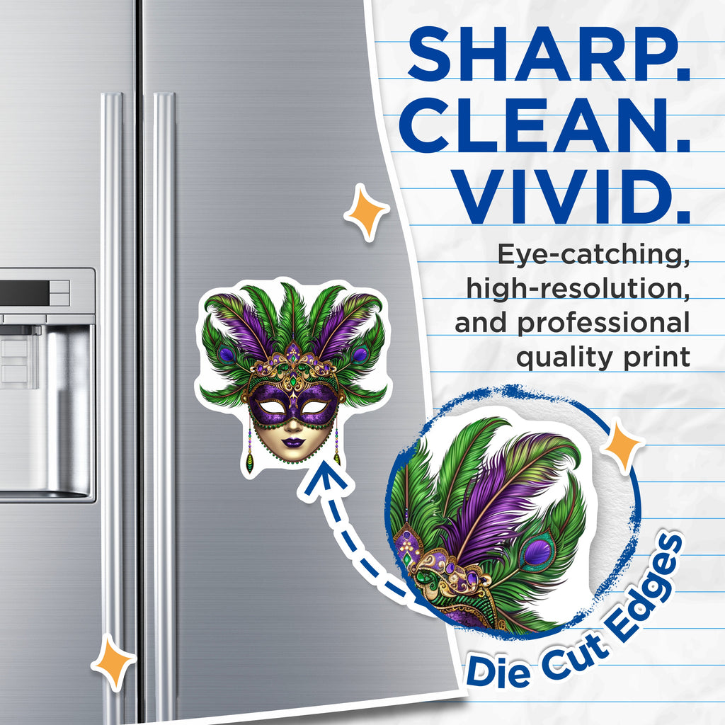 (2 Pack) Mardi Gras Mask Magnets - New Orleans Decor - Festive Refrigerator Accessories - 5 Inches On Longest Side - Thick Durable Magnet - Made in USA - MAG39857