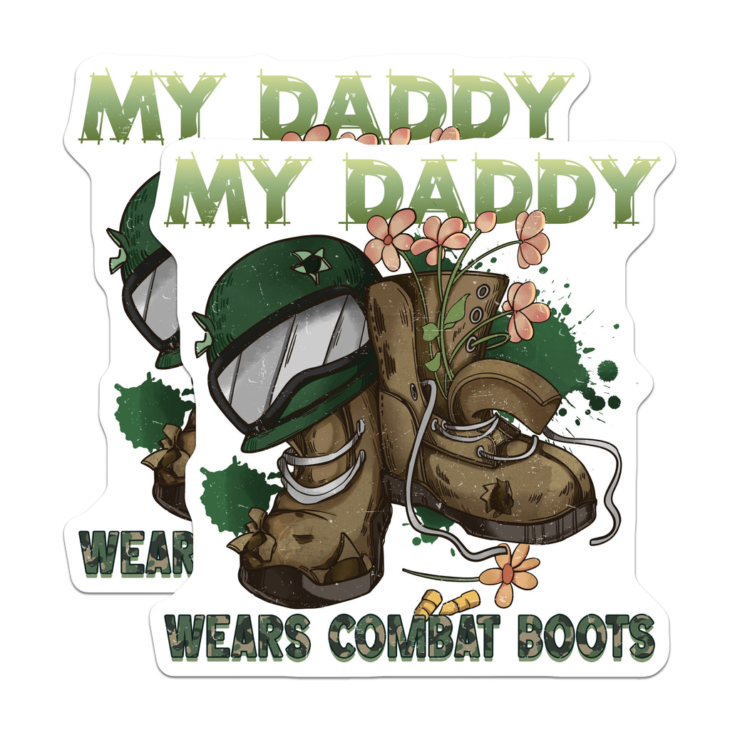 (2 Pack) My Daddy Wears Combat Boots Magnets - Military Dad Appreciation - Veteran Father Gift - 5 Inches On Longest Side - Thick Durable Magnet - Made in USA - MAG39236