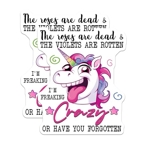 (2 Pack) Funny Unicorn Stickers - Crazy Quotes - Cartoon DÃƒÆ’Â©cor - 5" On Longest Side - Sticks to Smooth Flat Surfaces - Made in USA - BMCS7807