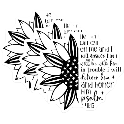 (3 Pack) Psalm 41 15 Decals - Christian Bible Verse - Sunflower Laptop Decals - 3 Inches On Longest Side - Easy Peel & Apply - Made in USA - 3MCS2626