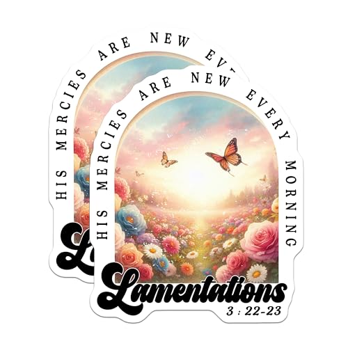 (2 Pack) Inspirational Quote Magnet - Lamentations 3:22-23 - Floral Design - Butterfly - 5" On Longest Side - Sticks to Smooth Flat Surfaces - Made in USA - MAG10076