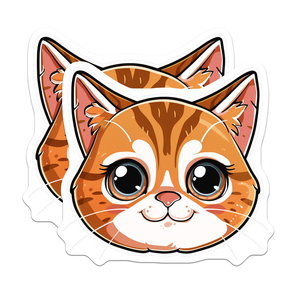 (2 Pack) Cute Orange Tabby Cat Magnets - Kawaii Kitty Decor - Animal Refrigerator Adornment - 5 Inches On Longest Side - Thick Durable Magnet - Made in USA - MAG36882