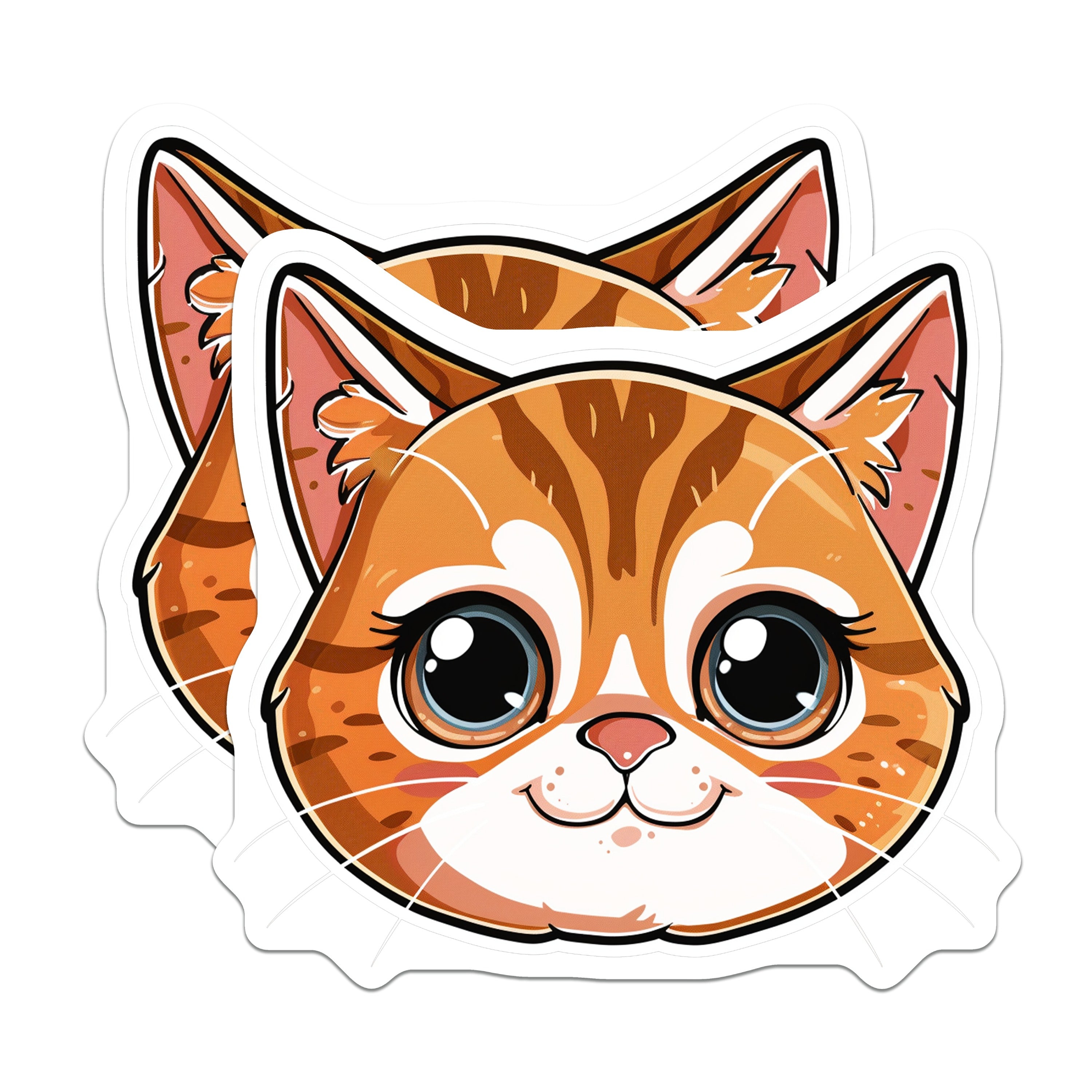 (2 Pack) Cute Orange Tabby Cat Magnets - Kawaii Kitty Decor - Animal Refrigerator Adornment - 5 Inches On Longest Side - Thick Durable Magnet - Made in USA - MAG36882