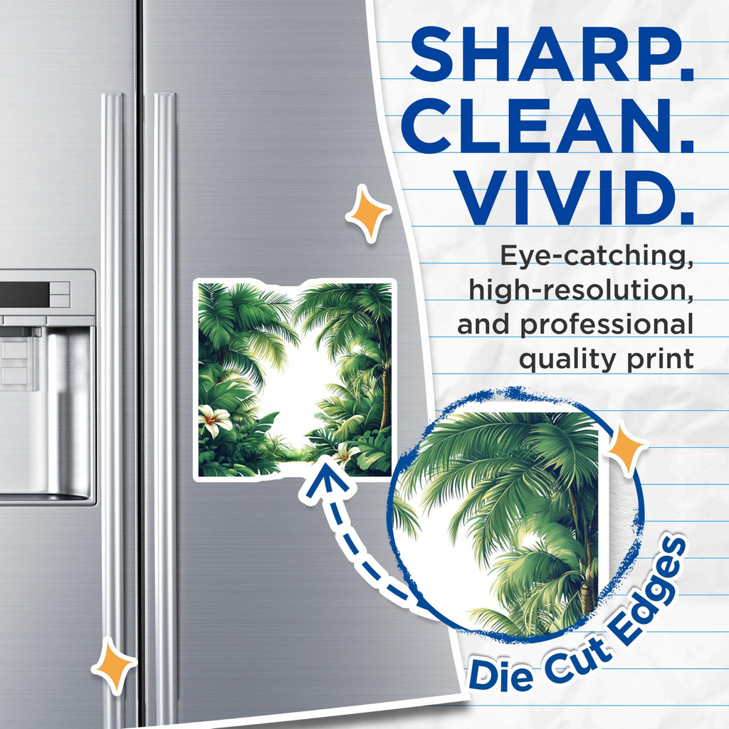 (2 Pack) Tropical Palm Leaves Magnets - Botanical Jungle Decor - Hawaiian Nature Art Fridge Decor - 5 Inches On Longest Side - Thick Durable Magnet - Made in USA - MAG30932