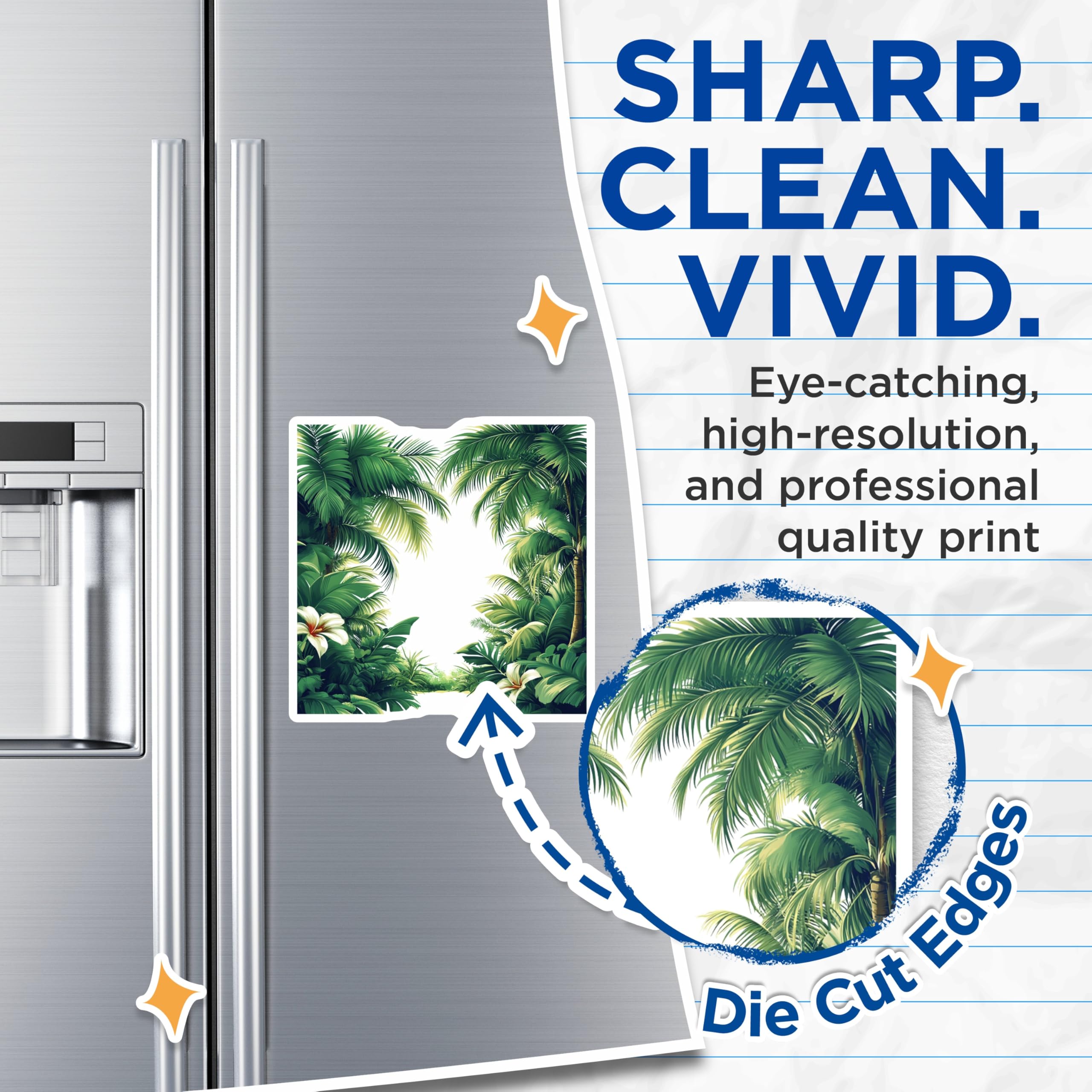 (2 Pack) Tropical Palm Leaves Magnets - Botanical Jungle Decor - Hawaiian Nature Art Fridge Decor - 5 Inches On Longest Side - Thick Durable Magnet - Made in USA - MAG30932