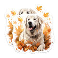 (2 Pack) Golden Retriever Fall Magnets - Happy Dog Autumn Leaves Decor - Great Pyrenees Pet Lover Refrigerator Art - 5 Inches On Longest Side - Thick Durable Magnet - Made in USA - MAG30341