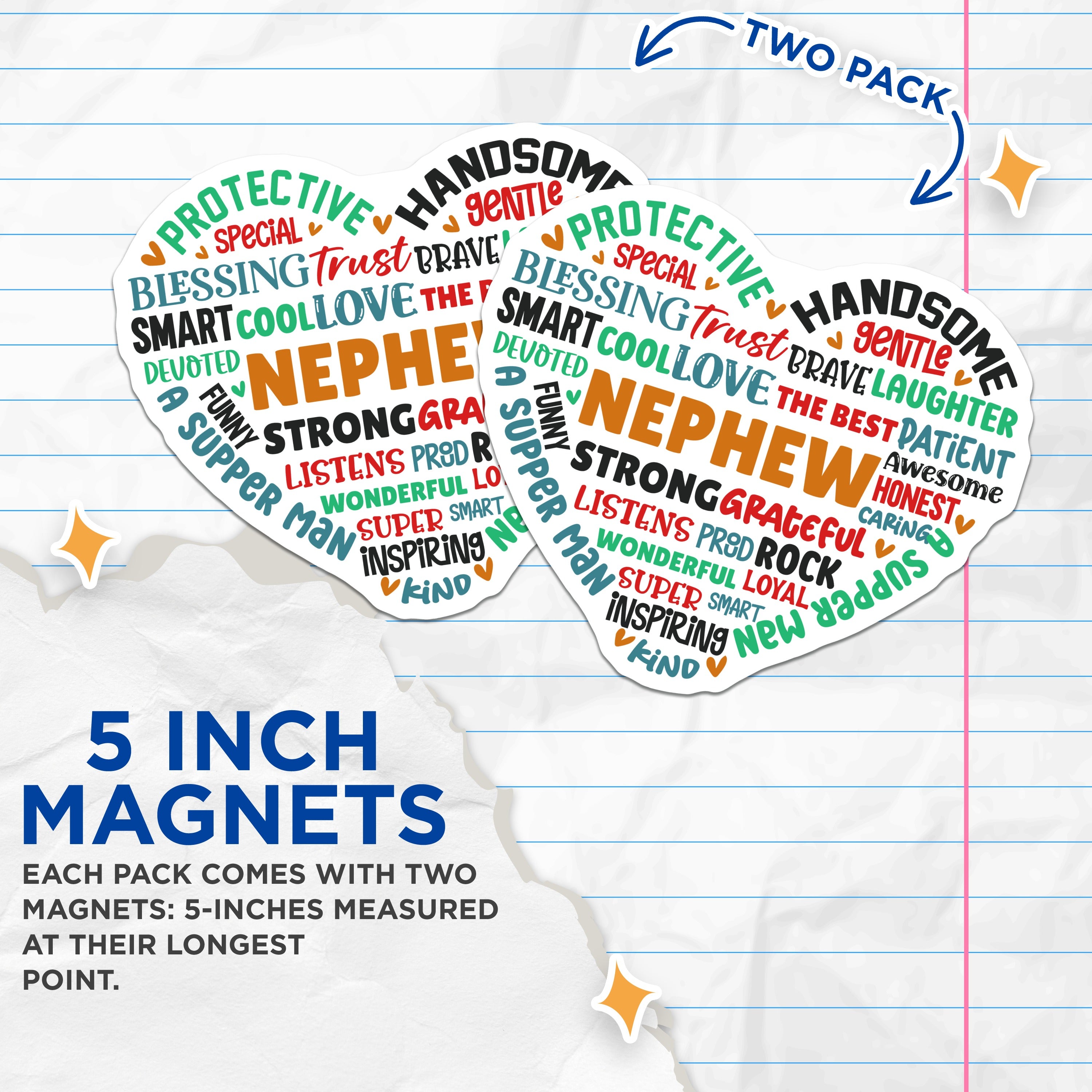 (2 Pack) Nephew Magnets - Best Nephew Ever - Uncle Aunt Nephew Appreciation - Birthday Christmas - 5 Inches On Longest Side - Thick Durable Magnet - Made in USA - MAG38807
