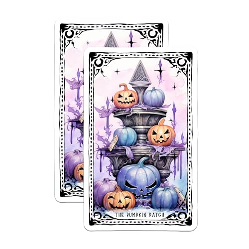 (2 Pack) Halloween Pumpkin Stickers - Spooky Autumn Stickers - Decorative Fall Stickers - 5" On Longest Side - Sticks to Any Smooth Flat Surface - Made in USA - BMCS3591