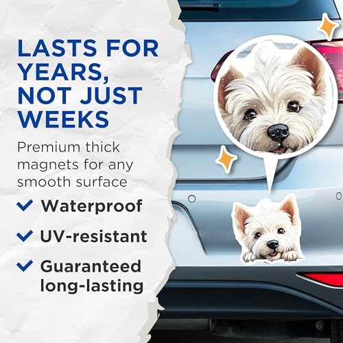 (2 Pack) White Terrier Dog Magnet - 5" On Longest Side - Sticks to Smooth Flat Surfaces - Made in USA - MAG10334