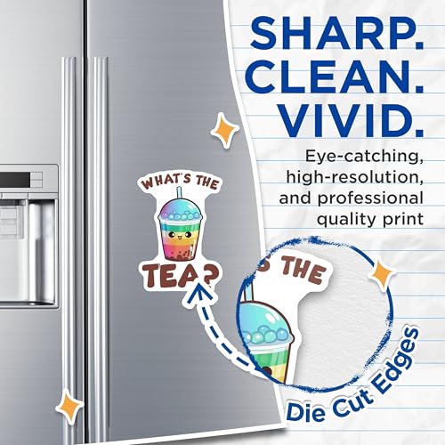(2 Pack) What's The Tea Magnets - Cute Bubble Tea Decor - Kawaii Kitchen Accessories - 5" On Longest Side - for Cars, Fridges, Toolboxes - Made in USA - MAG7747