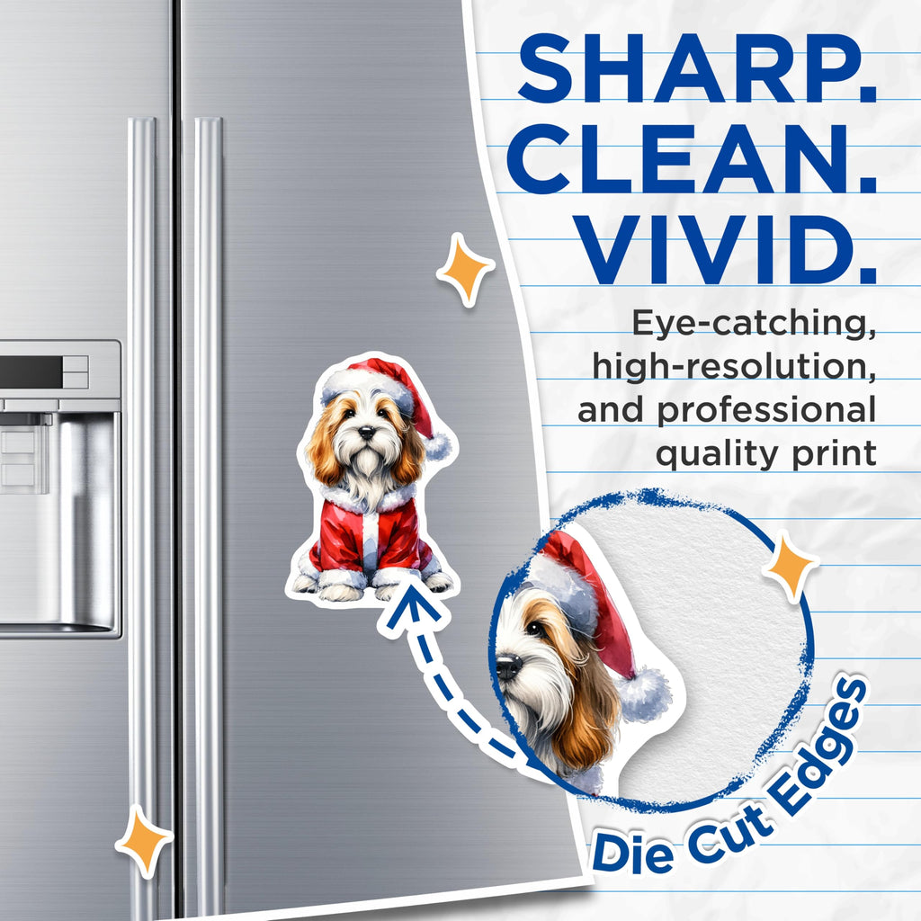 (2 Pack) Santa Dog Magnets - Christmas Puppy Decor - Havanese Pet Lover Animal Art - 5 Inches On Longest Side - Thick Durable Magnet - Made in USA - MAG29986