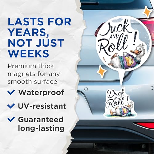 (2 Pack) Duck and Roll Magnets Magnets - Quirky Fridge Decor - 5" On Longest Side - Made in USA - Sticks to Refrigerators & Metal Surfaces - MAG8521