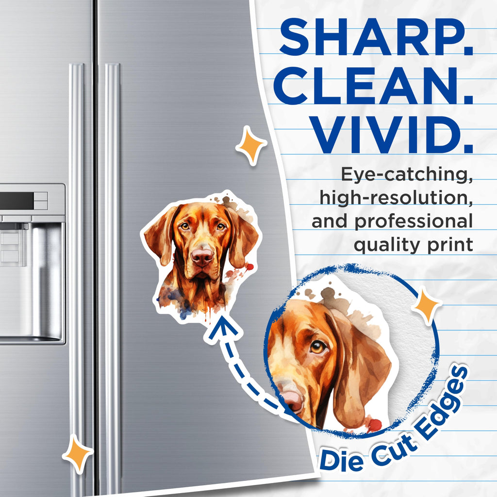 (2 Pack) Vizsla Dog Magnets - Watercolor Vizsla Art - Pet Lover Fridge Decor - Dog Mom Kennel Accent - 5 Inches On Longest Side - Thick Durable Magnet - Made in USA - MAG27979