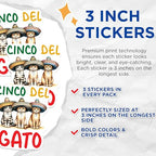 (3 Pack) Cinco de Gato Decals - Funny Cat Fiesta - Sombrero Cats - 3 Inches On Longest Side - Easy Peel & Apply - Made in USA - 3MCS8522