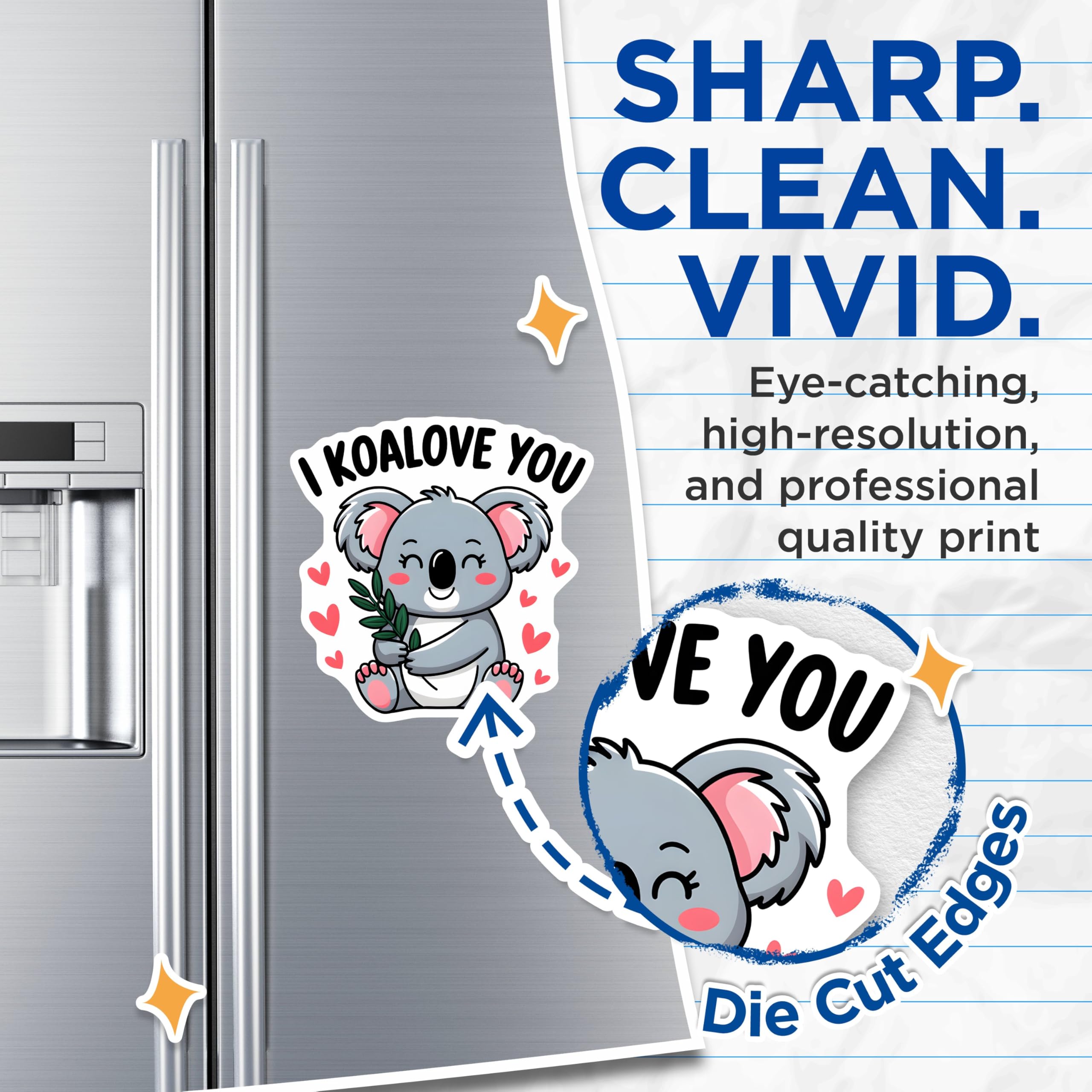 (2 Pack) I Koala You Magnets - Cute Koala Magnets for Refrigerator - Adorable Animal Magnets - 5" On Longest Side - for Cars, Fridges, Toolboxes - Made in USA - MAG3760
