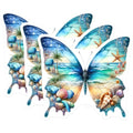 (3 Pack) Butterfly Decals - Beach Scene Decal - Ocean Decal- 3 Inches On Longest Side - Easy Peel & Apply - Made in USA - 3MCS5480