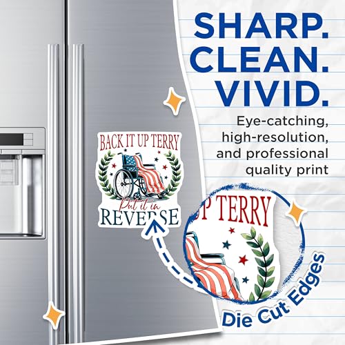 (2 Pack) Back It Up Terry Magnets Magnets - Put It in Reverse - Wheelchair Humor - 5" On Longest Side - Made in USA - Sticks to Refrigerators & Metal Surfaces - MAG8371