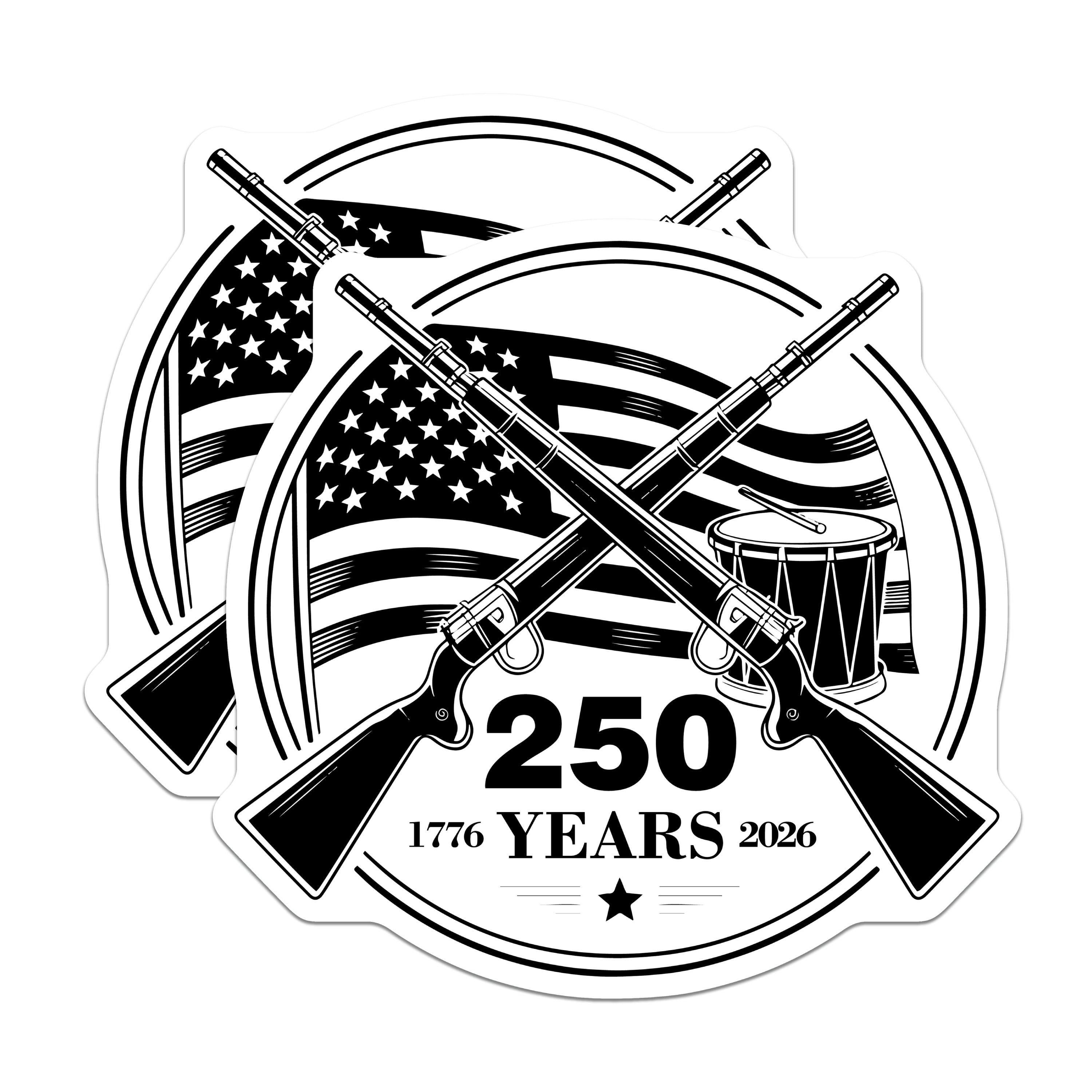 (2 Pack) American History Magnets - Revolutionary War 1776 - Patriotic USA 250 Year Design - 5 Inches On Longest Side - Thick Durable Magnet - Made in USA - MAG38554