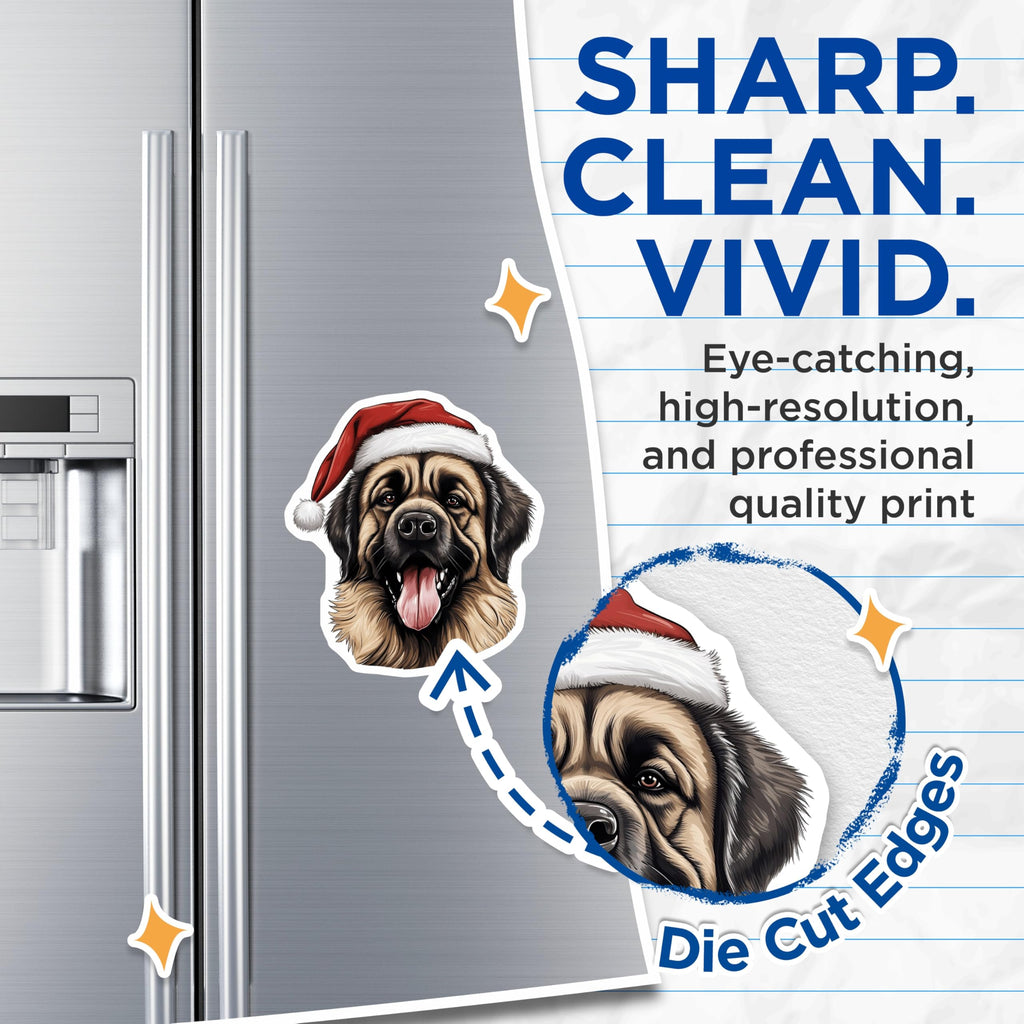 (2 Pack) Large Dog Christmas Magnets - Santa Hat Pet Fridge Magnets - Festive Canine Holiday Decor for Animal Lovers - 5 Inches On Longest Side - Thick Durable Magnet - Made in USA - MAG25390