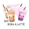 (2 Pack) Kawaii Boba and Latte Magnets - Fun Kitchen Decor - 5" On Longest Side - for Cars, Fridges, Toolboxes - Made in USA - MAG7744