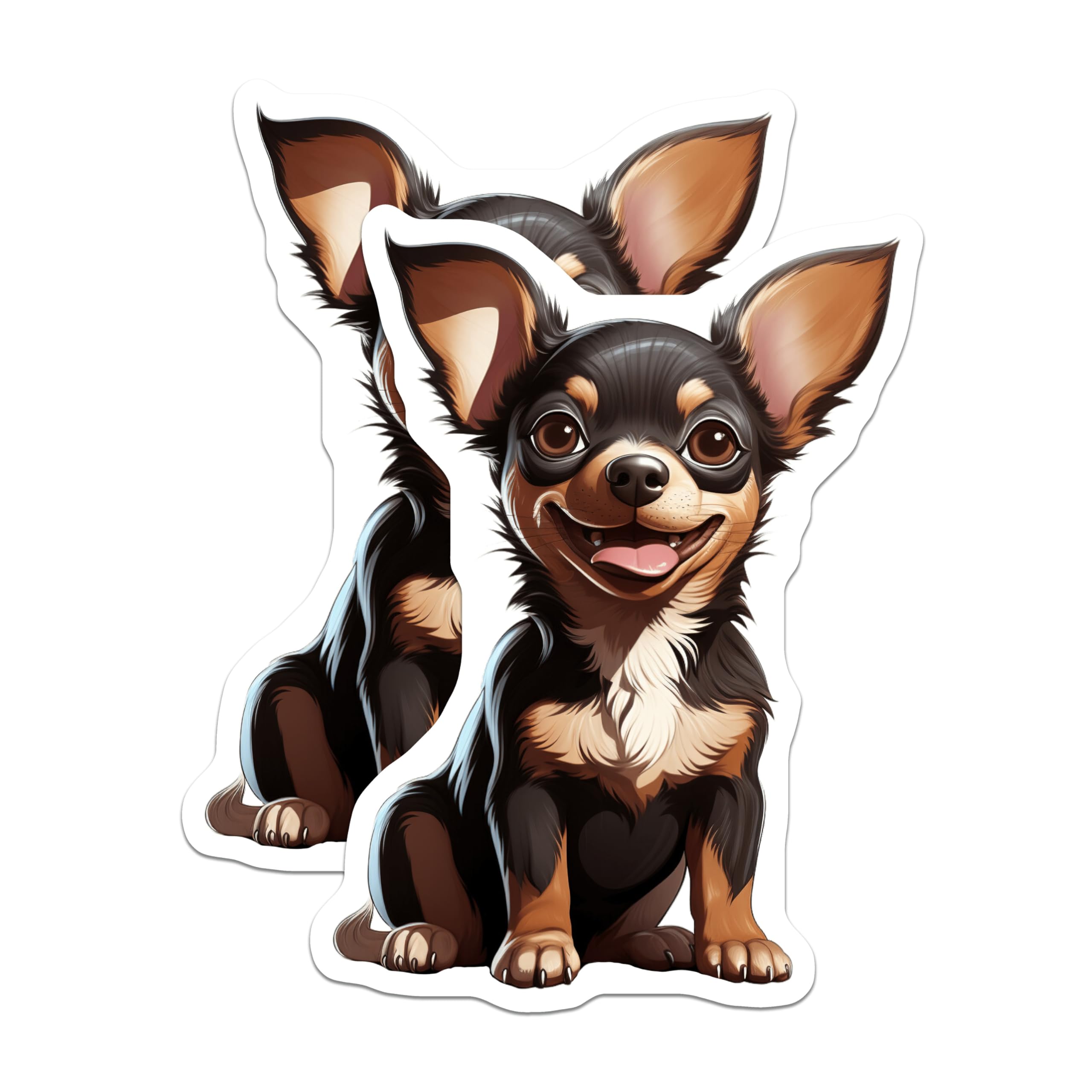 (2 Pack) Cute Chihuahua Puppy Magnets - Smiling Dog Cartoon - Pet Lover Refrigerator Decor - 5 Inches On Longest Side - Thick Durable Magnet - Made in USA - MAG29717