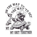 (2 Pack) Funny Raccoon Turtle Stickers - Cute Animal Stickers - Motivational Quote Stickers - 5" On Longest Side - Sticks to Any Smooth Flat Surface - Made in USA - BMCS2560