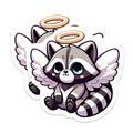 (2 Pack) Angel Raccoon Magnets - Kawaii Animal Decor - Refrigerator Locker Accent - 5 Inches On Longest Side - Thick Durable Magnet - Made in USA - MAG38939