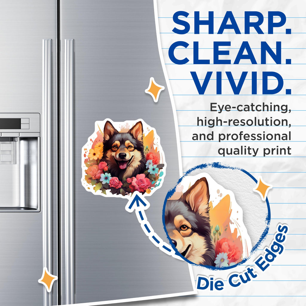 (2 Pack) Happy Dog Magnets - Floral Pet Owner Decor - Dog Mom Fridge Magnet - 5 Inches On Longest Side - Thick Durable Magnet - Made in USA - MAG27625